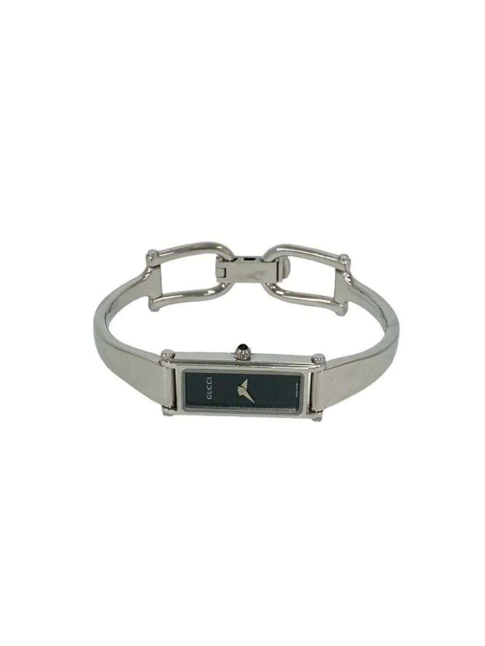 Gucci Bangle Watch Stainless Steel Quartz Wrist Silver Black
